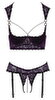 Hebe plus Straps-String ouvert aus Lila-Stretch-Spitze mit schwarzen Details