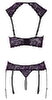 Hebe plus Straps-String ouvert aus Lila-Stretch-Spitze mit schwarzen Details