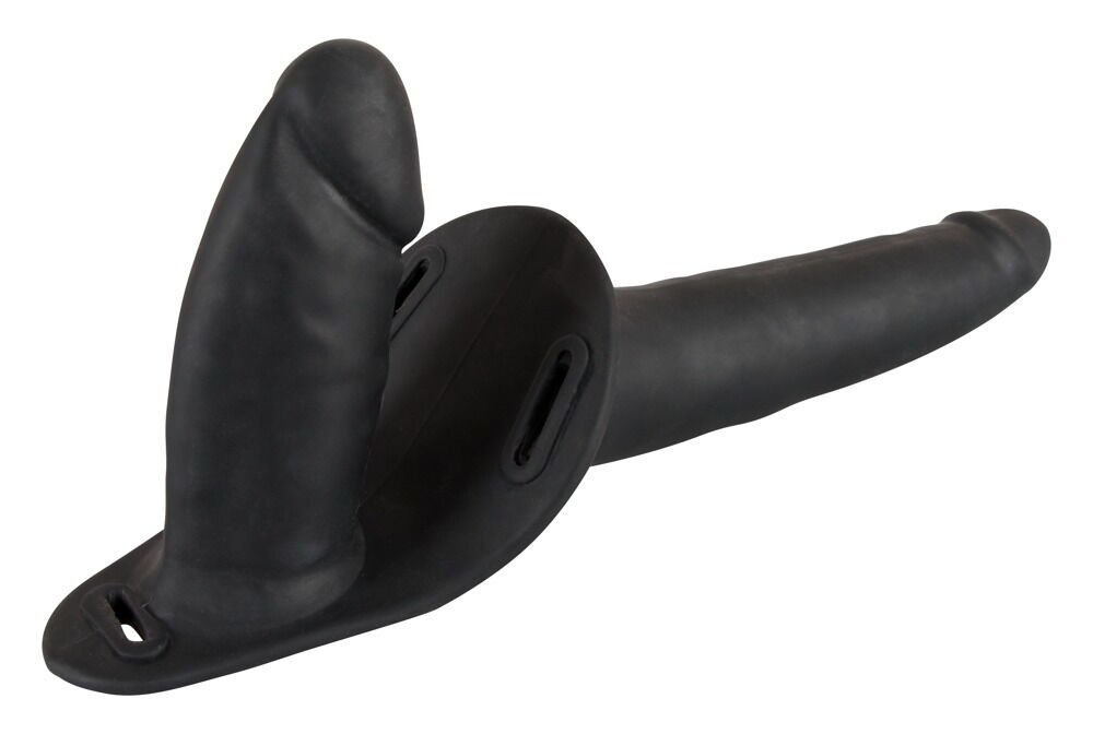 Umschnalldildo „Double Black Silicone“ mit Doppeldildo