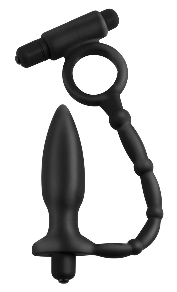 Vibro-Analplug „ass-kicker with cockring“ mit Vibro-Penisring