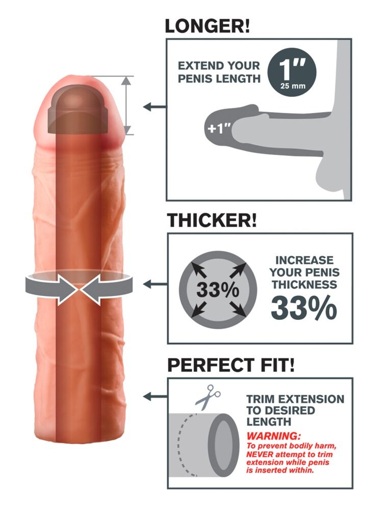 Penishülle „Perfect 1" Extension“, verlängert um 2,5 cm