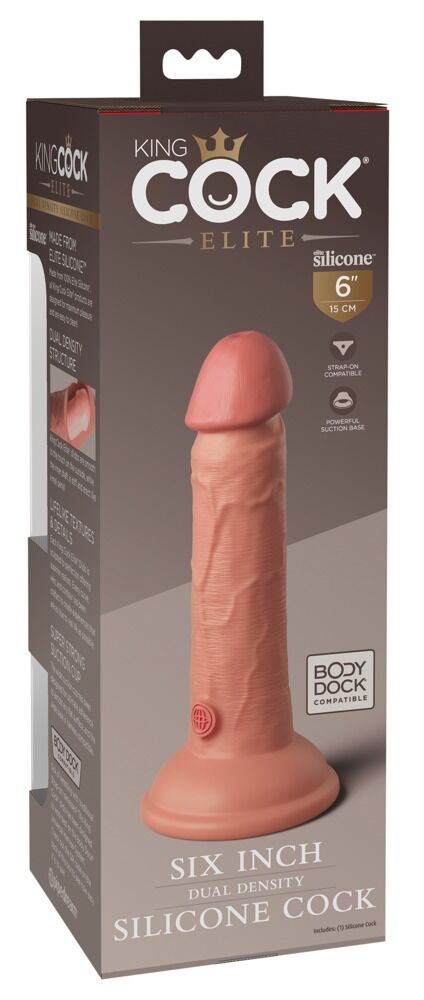 Naturdildo „6“ Dual Density Silicone Cock“ mit extra starkem Saugfuß