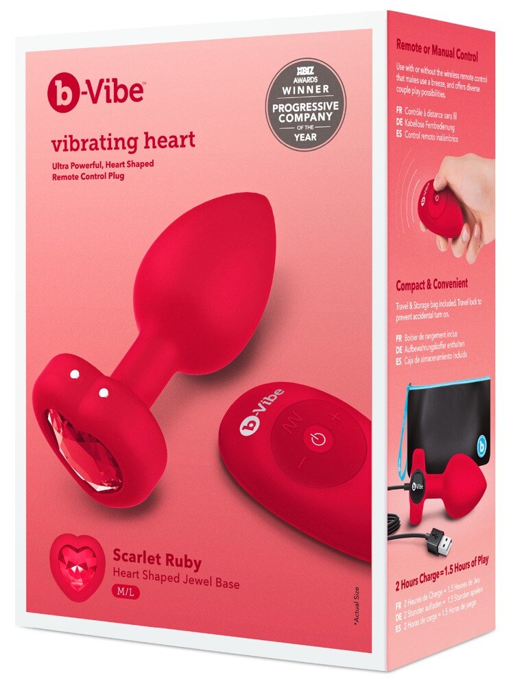 Vibro-Analplug „vibrating heart“ mit funkelndem Herz-Stopper