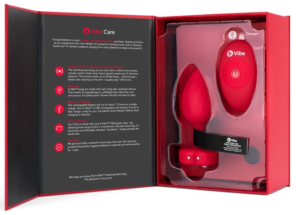 Vibro-Analplug „vibrating heart“ mit funkelndem Herz-Stopper