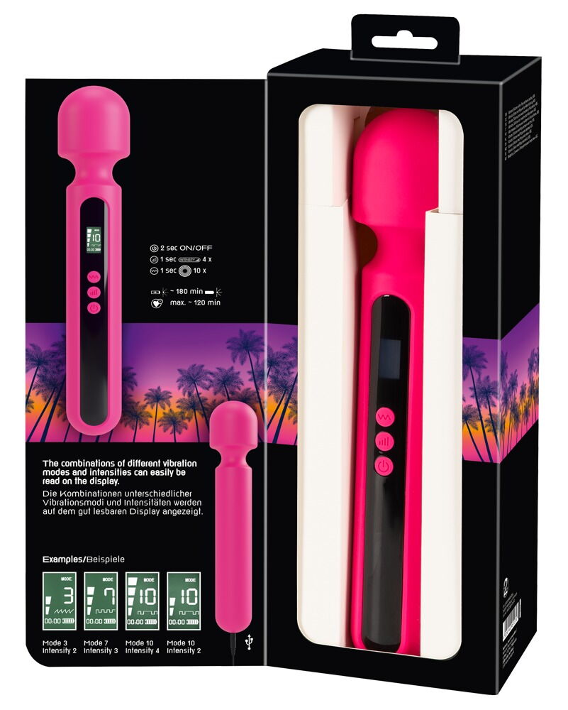 Massagestab „Pink Sunset Wand Vibrator“ mit Digital-Display