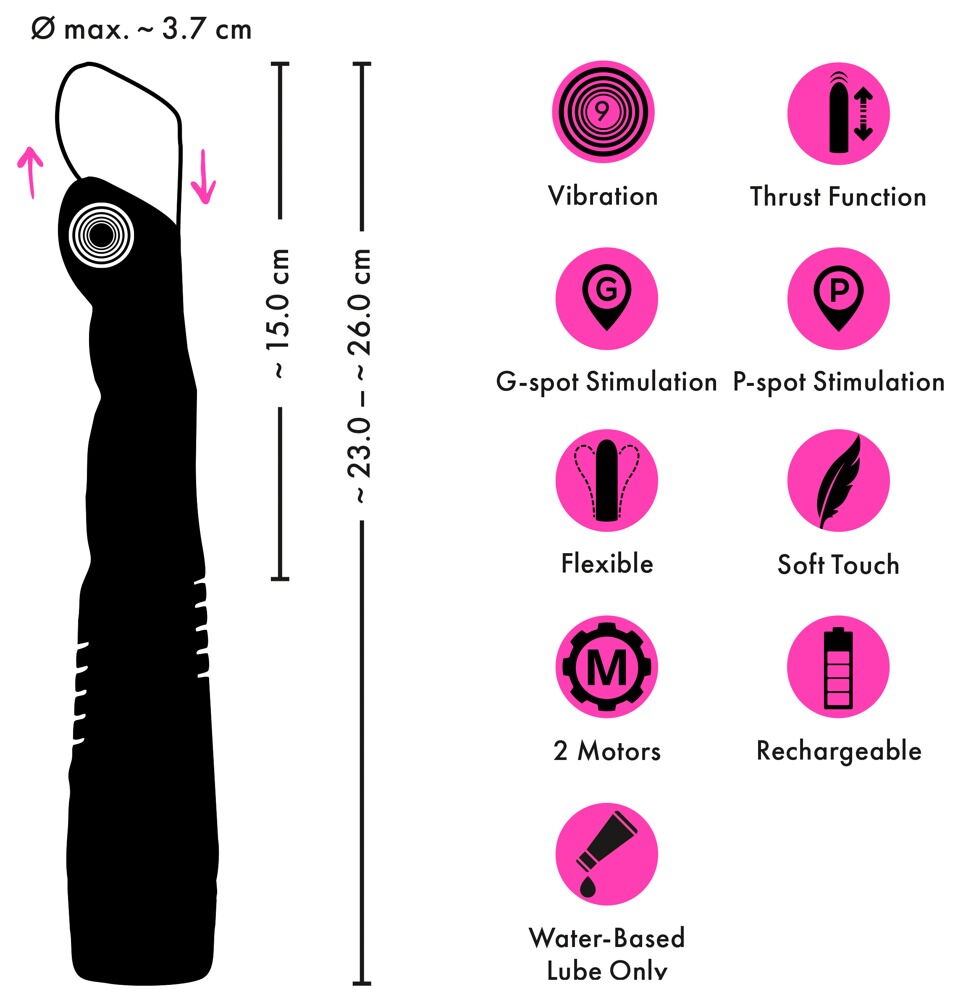 Stoßvibrator „G and P-Spot“ mit abschraubbarem Saugfuß