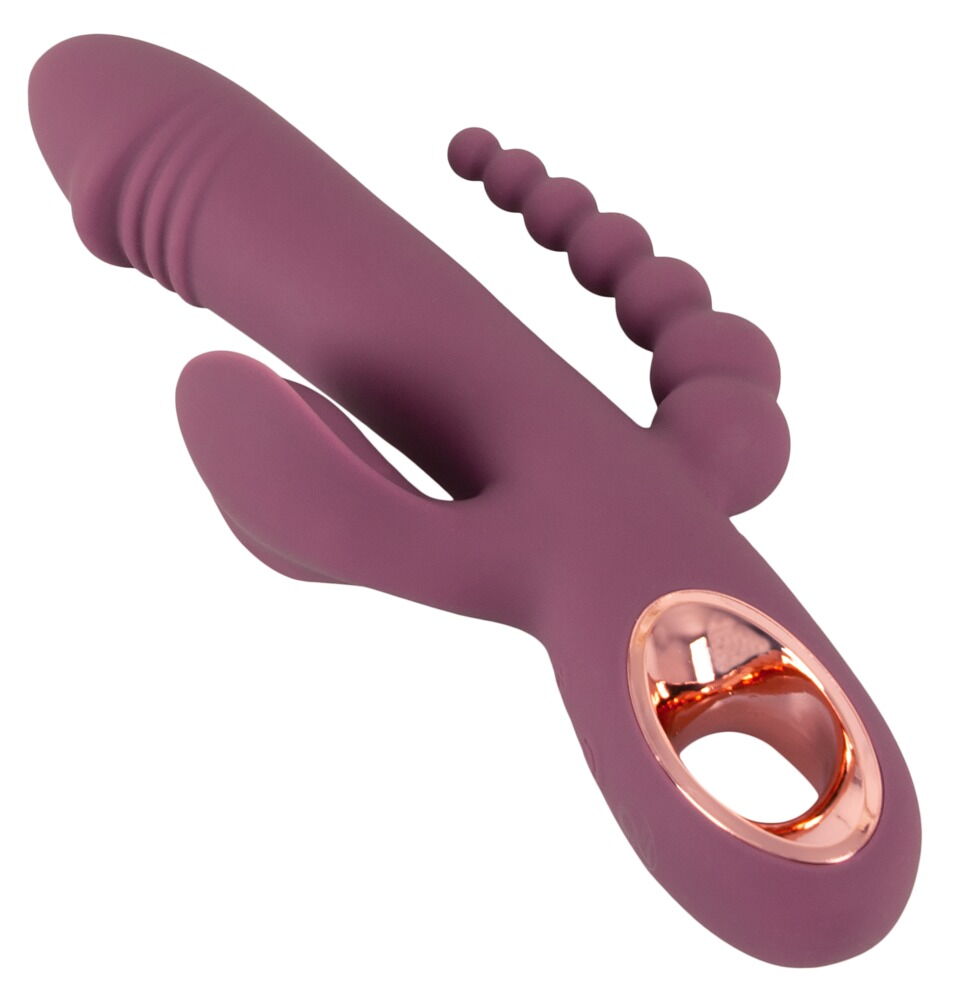 Rabbitvibrator „Slim Triple Plum“ mit Anal-Stimulator