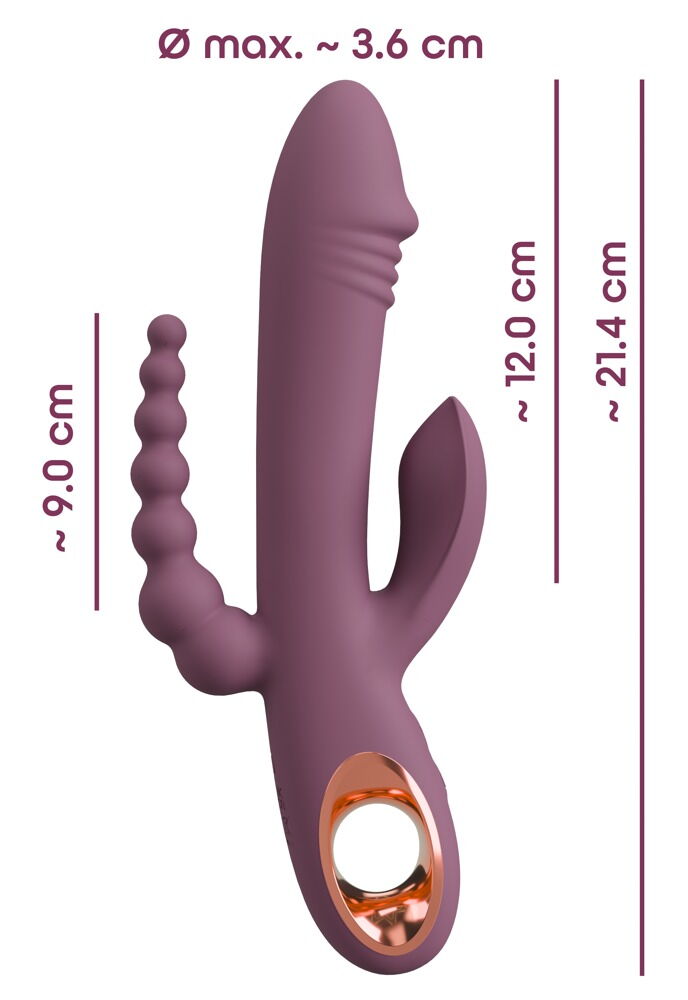 Rabbitvibrator „Slim Triple Plum“ mit Anal-Stimulator