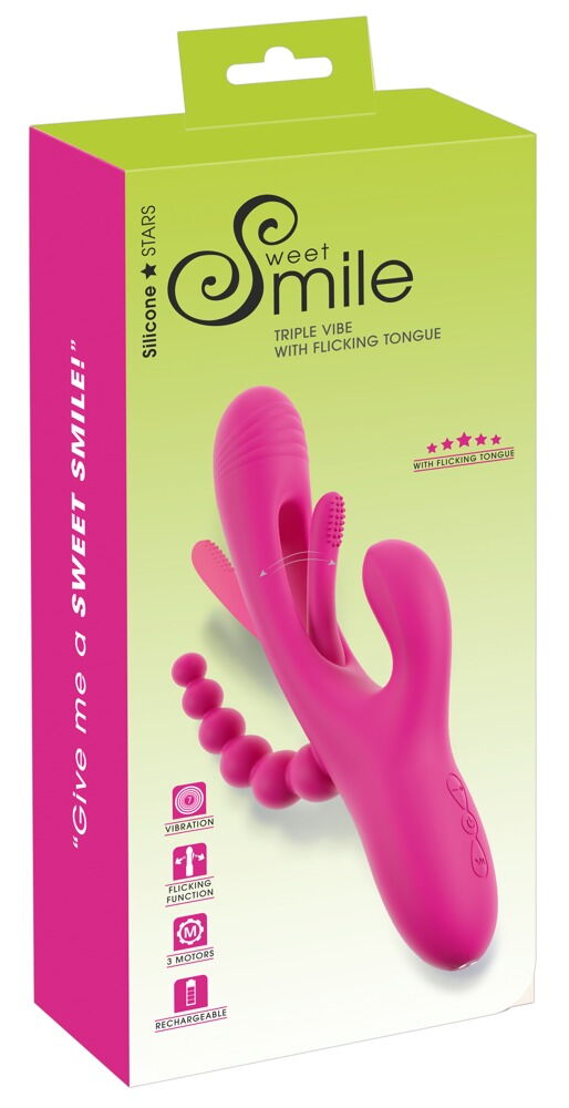 Rabbitvibrator „Triple Vibe With Flicking Tongue“ mit Anal-Stimulator