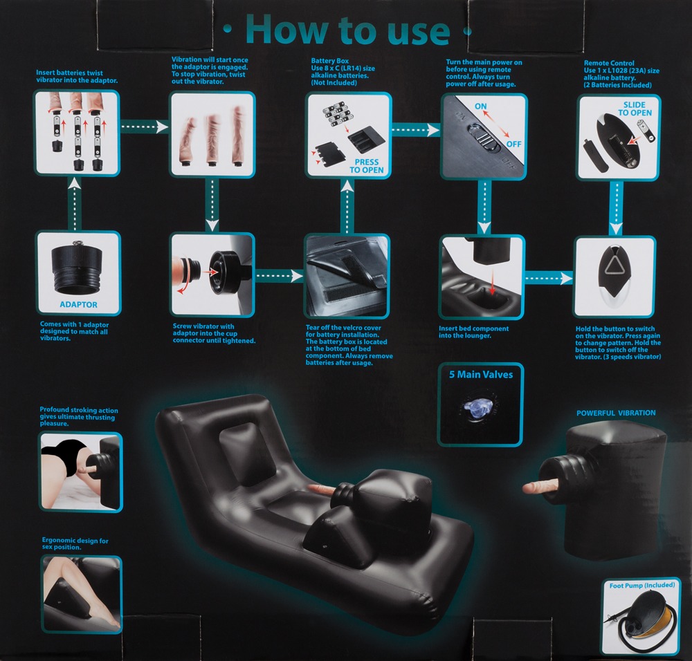 Sex Liege „dark Magic Thrusting Bed“ Mit Stoßfunktion 3 Vibratoren Fußpumpe Online Kaufen